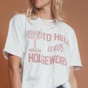 Project Social T “to hell with housework” cocktail oversized graphic tee OS